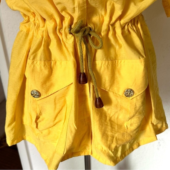 80s Yellow Oversized double pocket gold chunky button up short sleeve jacket - Picture 5 of 10